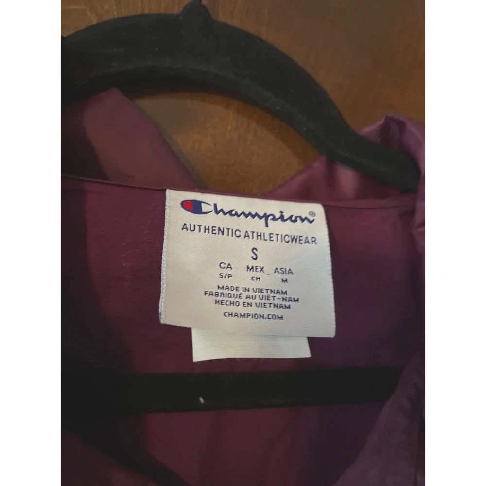 Champion Womens Coaches‎ Jacket Burgundy Snap Front Logo Size Small